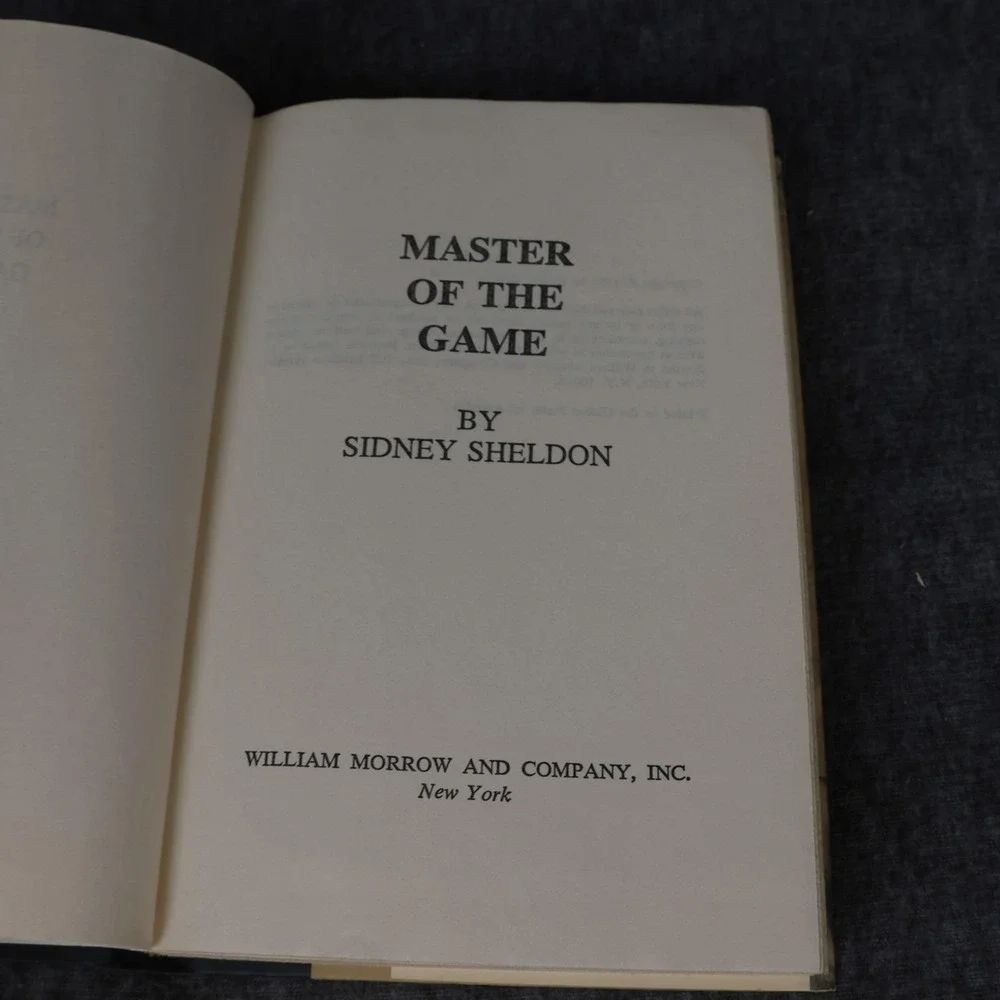 Vintage Master Of The Game Sidney Sheldon Black HC DJ 1982 USA Thriller